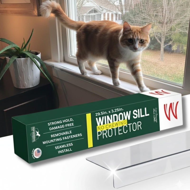 CLAWGUARD Plexiglass Window Sill Protector â€“ Thick Crystal Clear Window Sill Cover & Extender â€“ Window Ledge Protector for Dogs & Cats (29.5in. x 3.25in.) - Image 1
